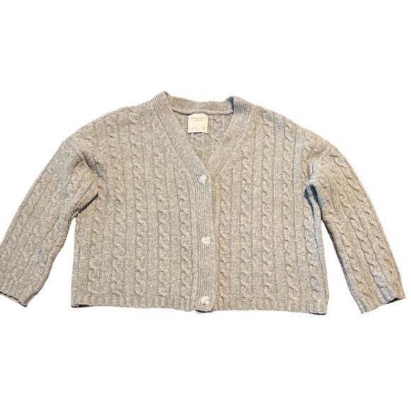 Abercrombie & Fitch Gray Cable Knit Cardigan Sweater M Wool Blend Cozy - Picture 1 of 6